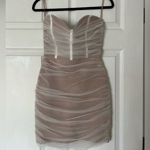 Beige & White Body Con Dress